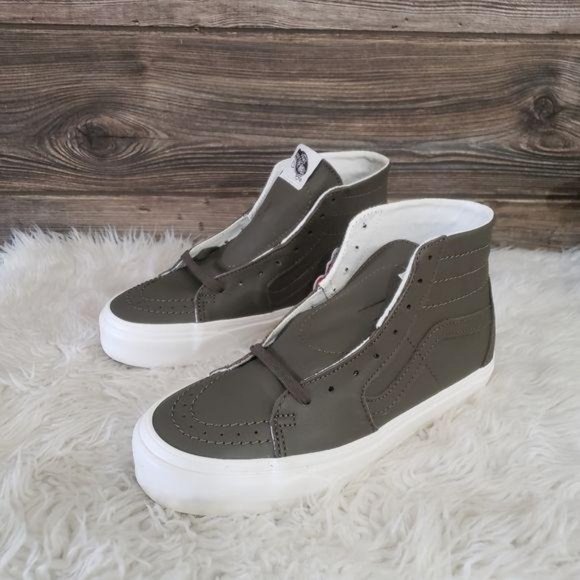 New Vans Sk8-Hi Tapered Soft Leather Olive Green - Picture 5 of 8